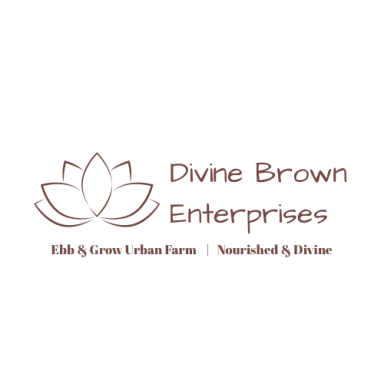 Logo for Divine Brown Enterprises featuring a lotus flower and the company name.